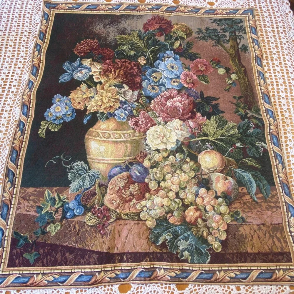 Armin & Marion Tapestry Home Flowers & Vase Art Signed